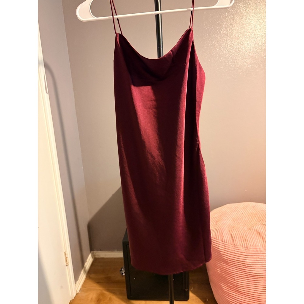 Choosy Maroon Mini Dress Spaghetti Strap Square Neck Zip Closure Red Size 2